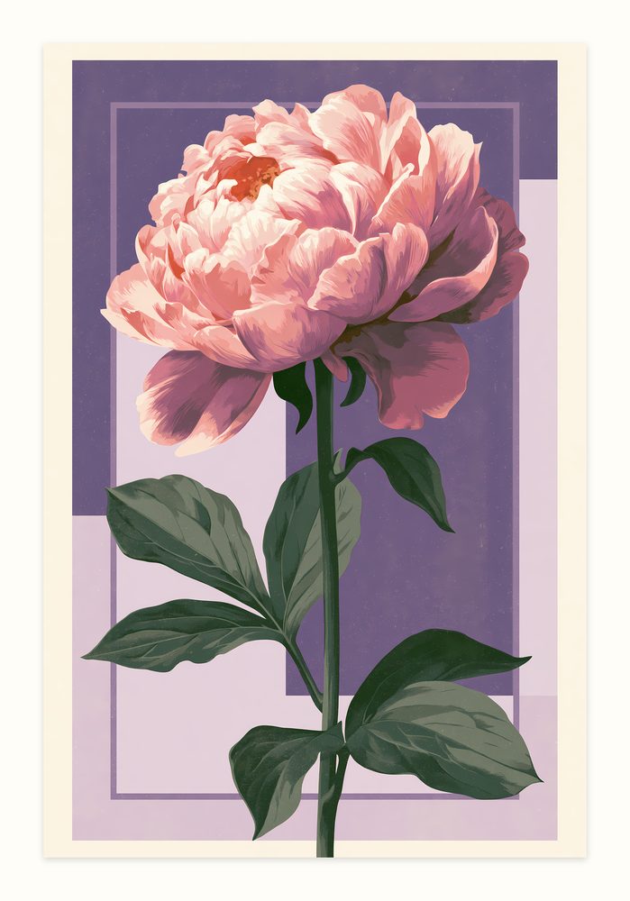 Peony Retro Poster retro poster art wall art by Brunelvi