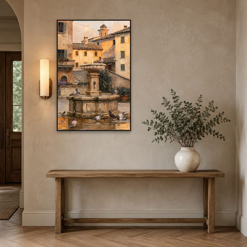 Piazza Fountain Doves — landscapes wall art print by Brunelvi — view 3