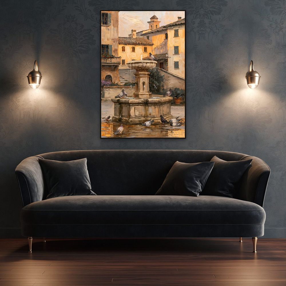 Piazza Fountain Doves — landscapes wall art print by Brunelvi — view 4