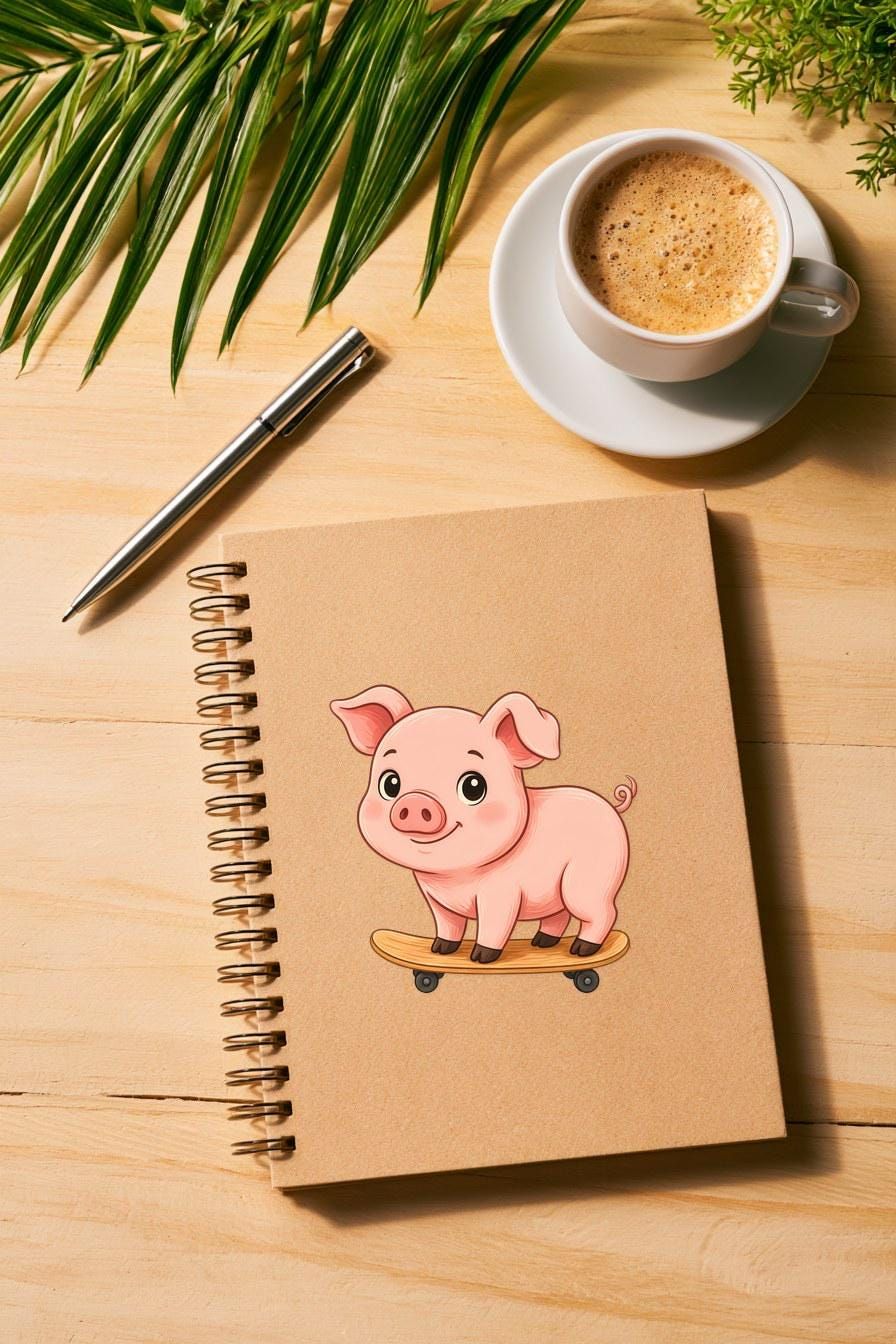 Pig Skateboard Clipart — animal clipart clipart by Brunelvi — view 4