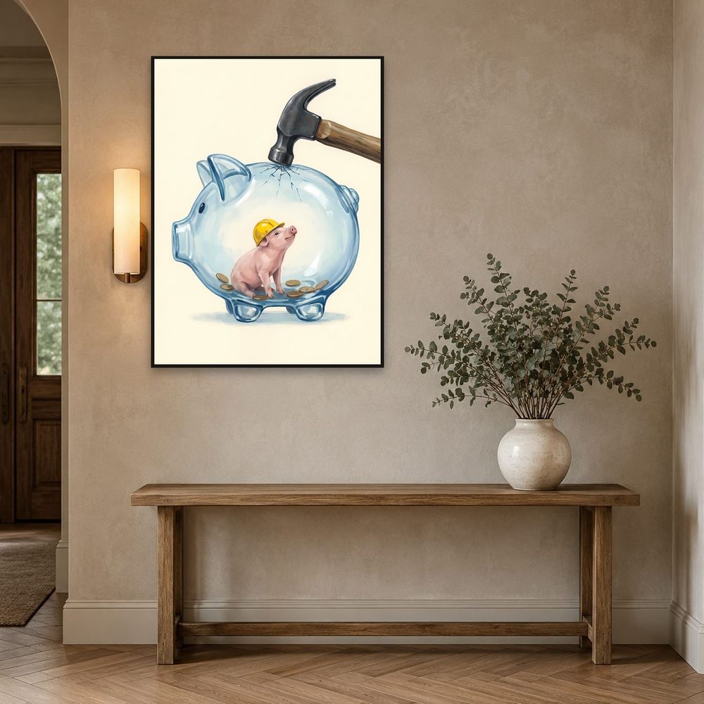 Piggy Bank Helmet — animals wall art print by Brunelvi — view 3