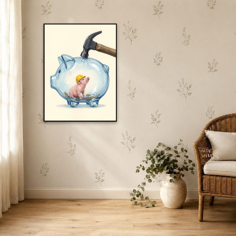 Piggy Bank Helmet — animals wall art print by Brunelvi — view 5
