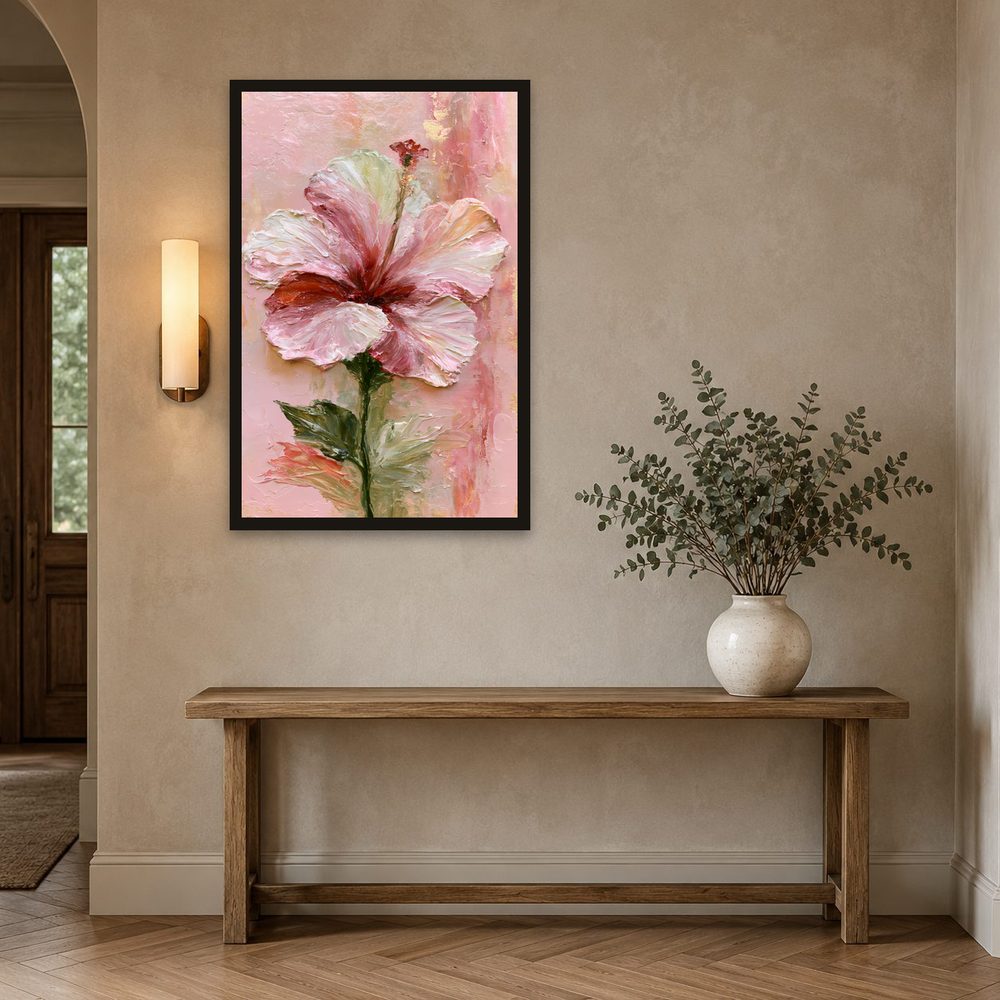 Pink Hibiscus impasto oil painting wall art by Brunelvi — Ansicht 2
