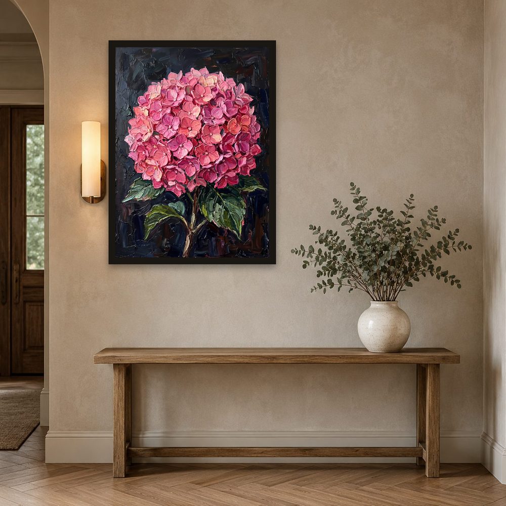 Pink Hydrangea impasto oil painting wall art by Brunelvi — Ansicht 2