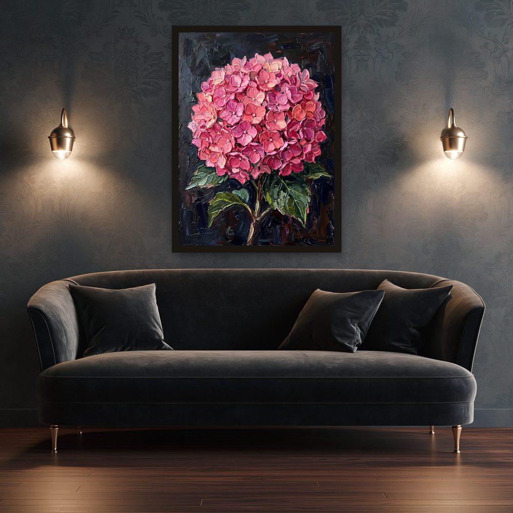 Pink Hydrangea impasto oil painting wall art by Brunelvi — Ansicht 3