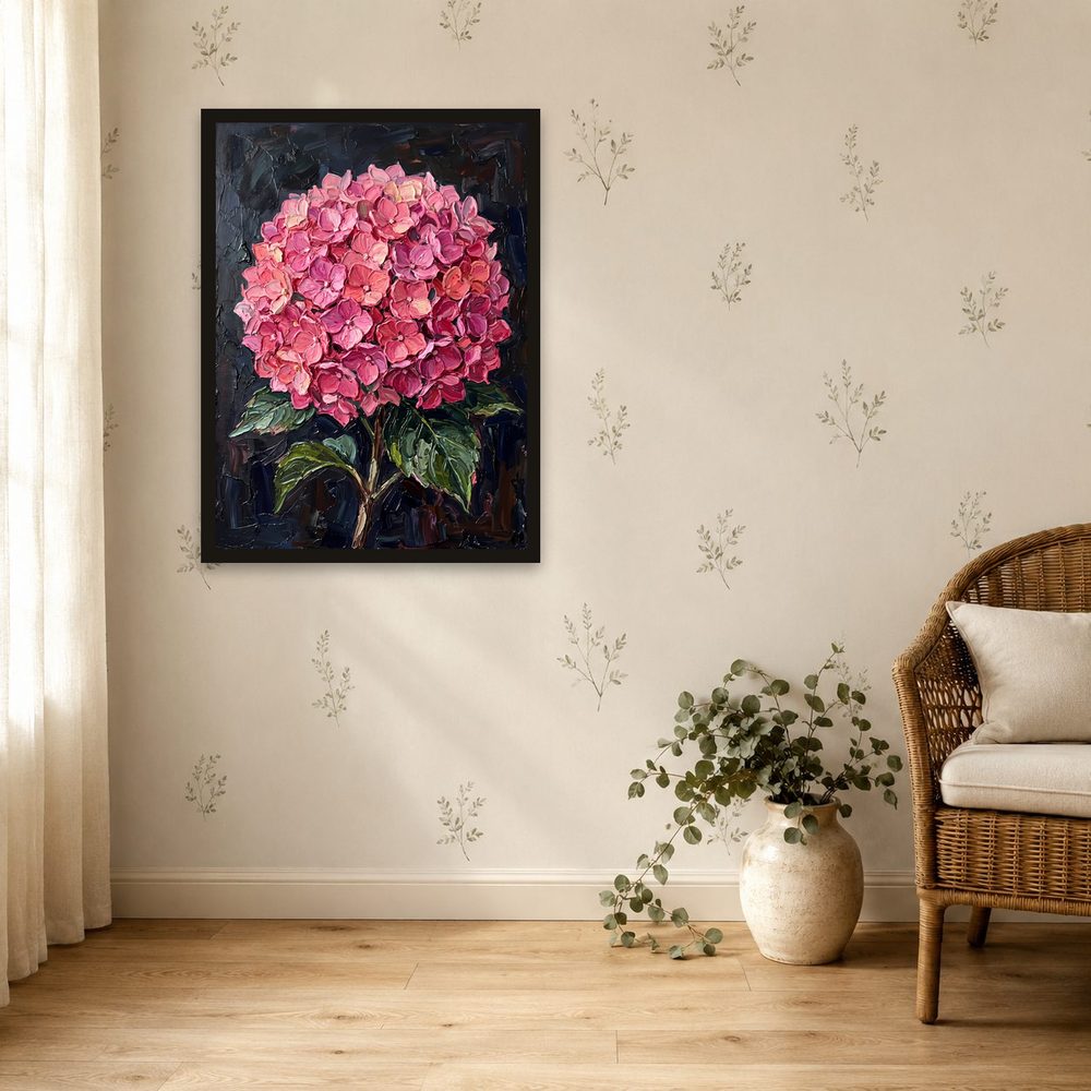 Pink Hydrangea impasto oil painting wall art by Brunelvi — Ansicht 4