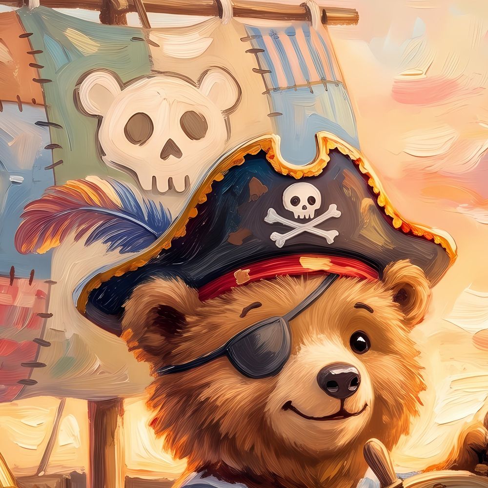 Pirate Bear Cardboard Ship — kids & nursery wall art print by Brunelvi — view 2