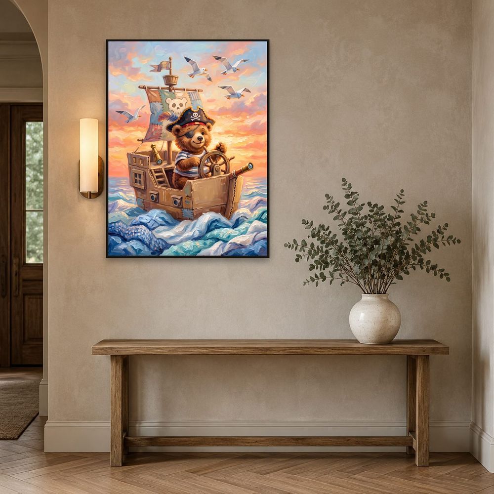 Pirate Bear Cardboard Ship — kids & nursery wall art print by Brunelvi — view 3