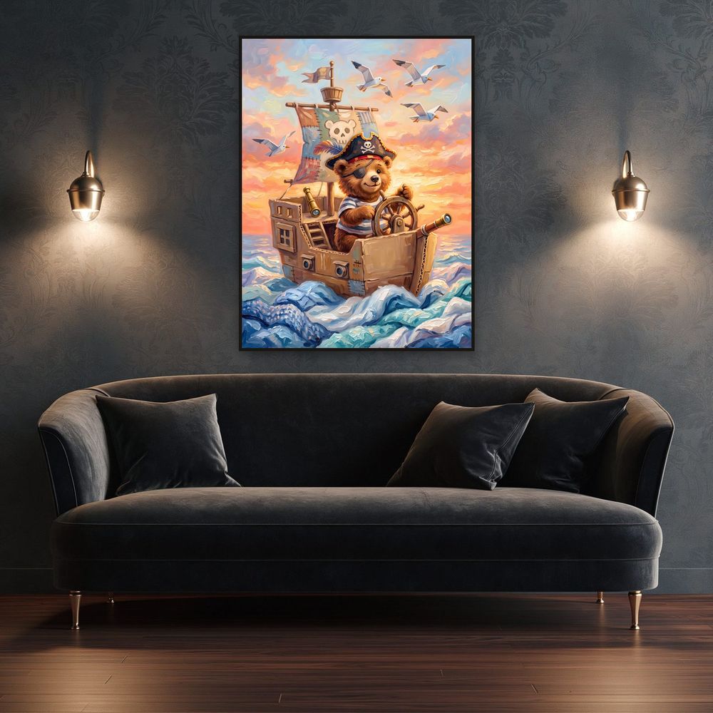 Pirate Bear Cardboard Ship — kids & nursery wall art print by Brunelvi — view 4