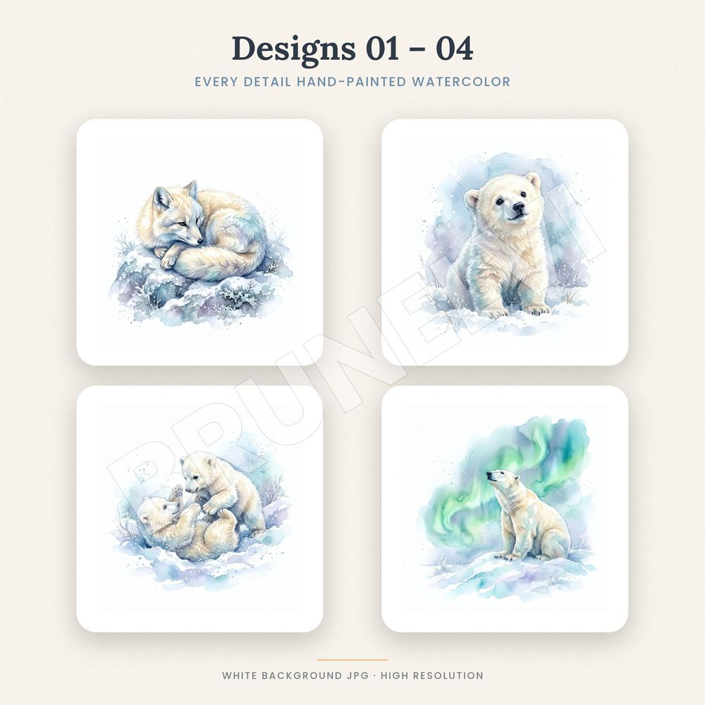 Polar Bear Clipart Bundle — jpg bundles (white bg) clipart by Brunelvi — view 3