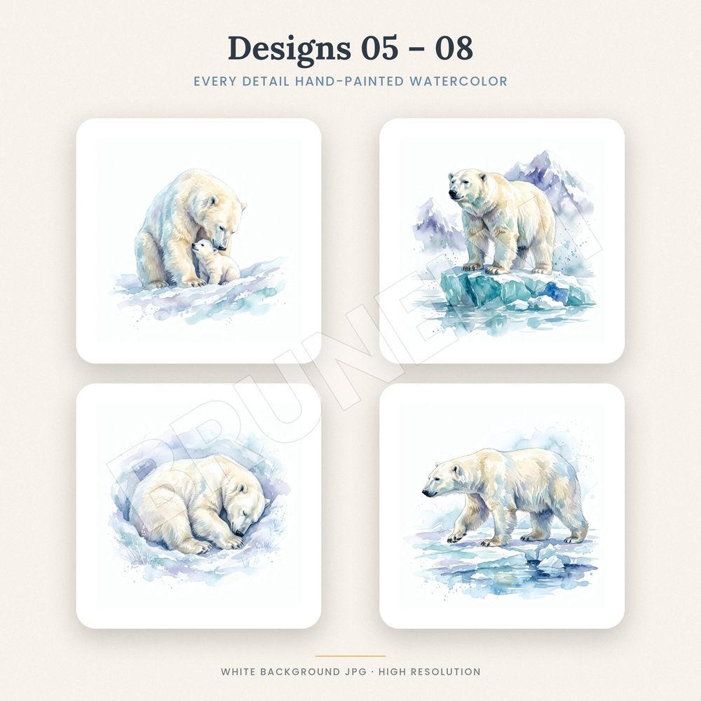 Polar Bear Clipart Bundle — jpg bundles (white bg) clipart by Brunelvi — view 4