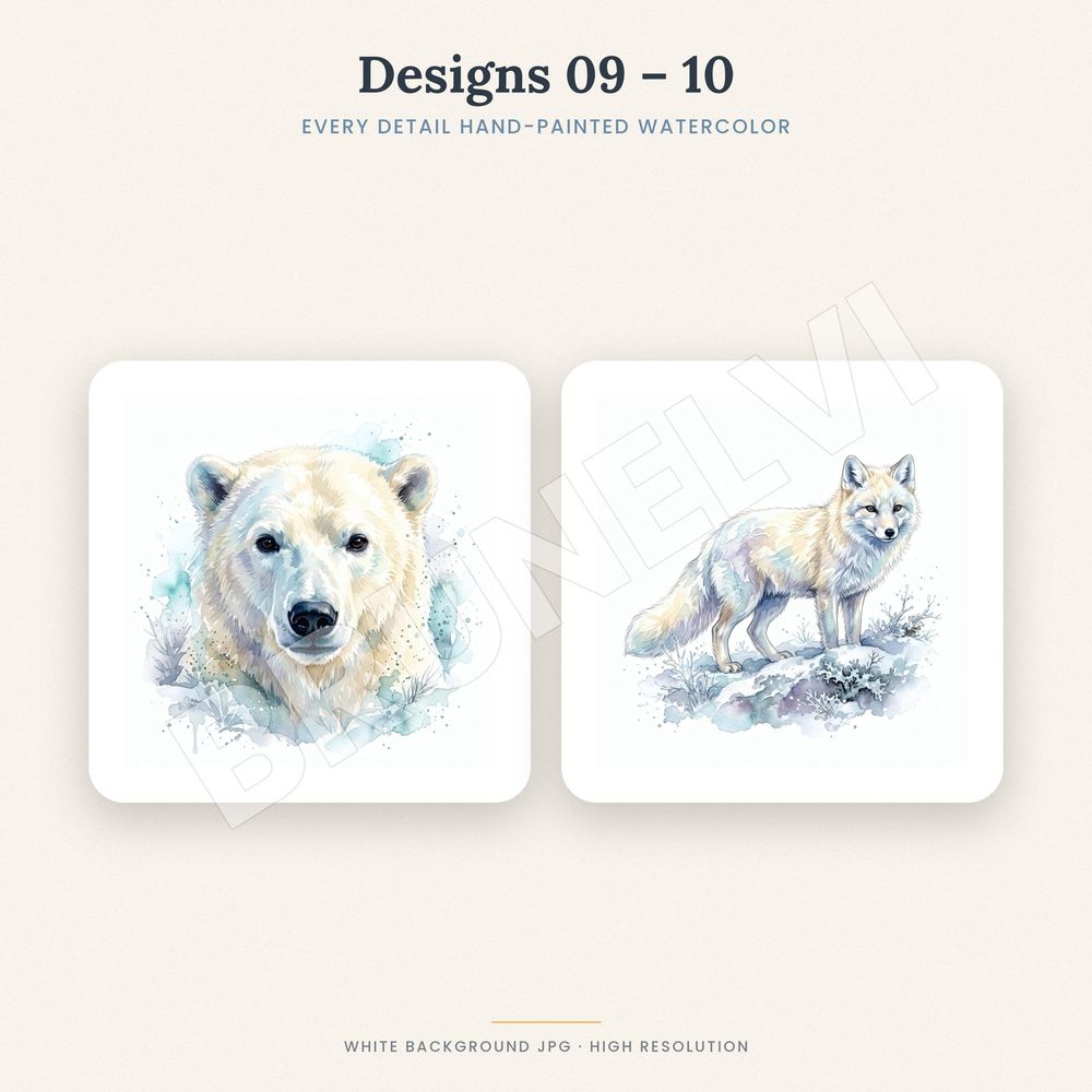 Polar Bear Clipart Bundle — jpg bundles (white bg) clipart by Brunelvi — view 5