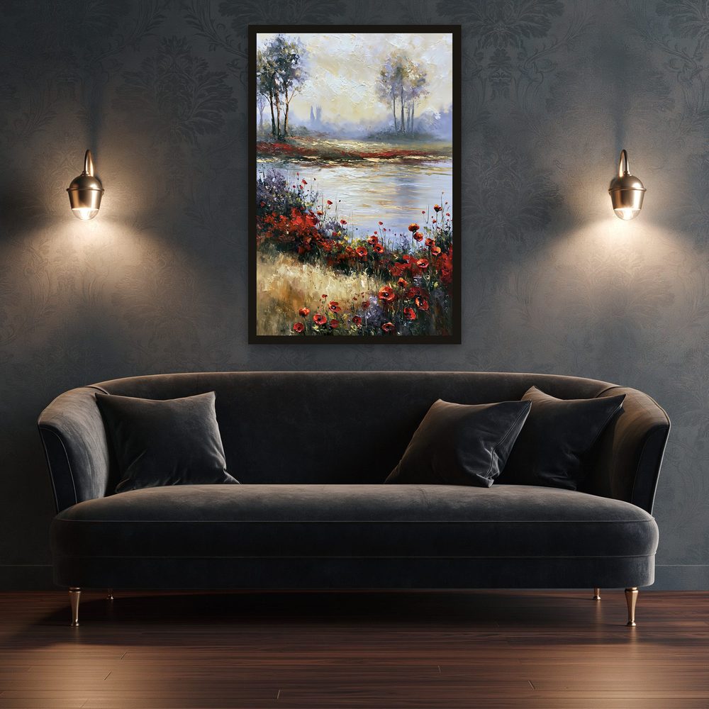 Poppy Lake impasto oil painting wall art by Brunelvi — Ansicht 3