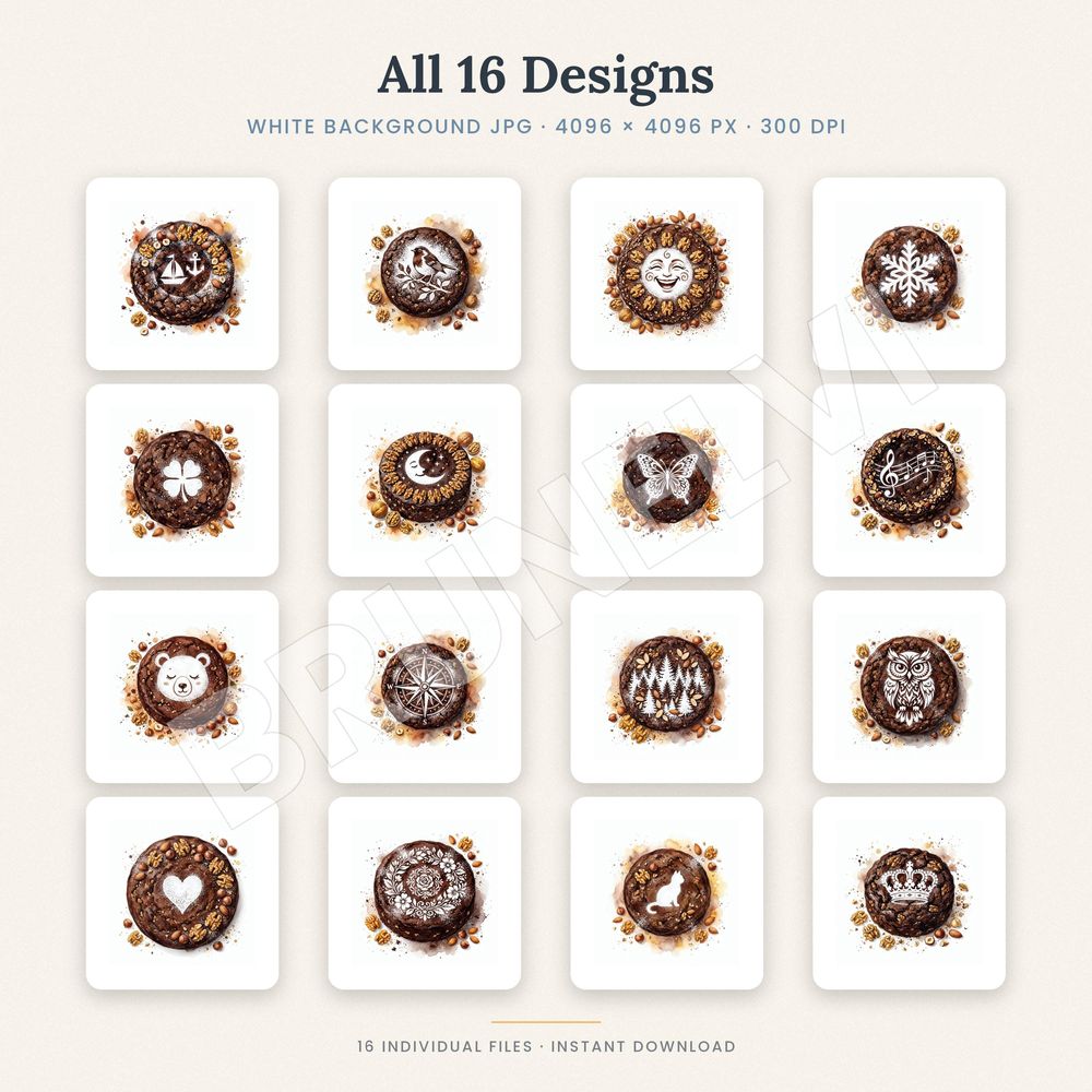 Powdered Sugar Cake Art Clipart Set — jpg bundles (white bg) clipart by Brunelvi — view 2