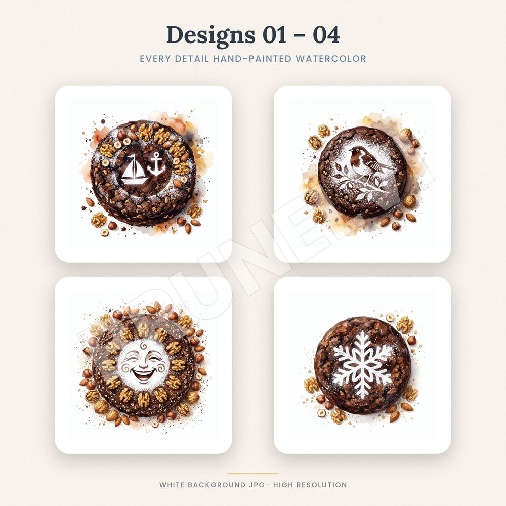Powdered Sugar Cake Art Clipart Set — jpg bundles (white bg) clipart by Brunelvi — view 3
