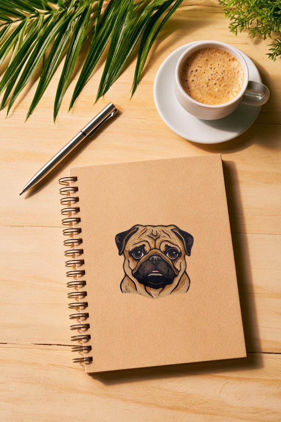 Pug Linocut Clipart — animal clipart clipart by Brunelvi — view 4
