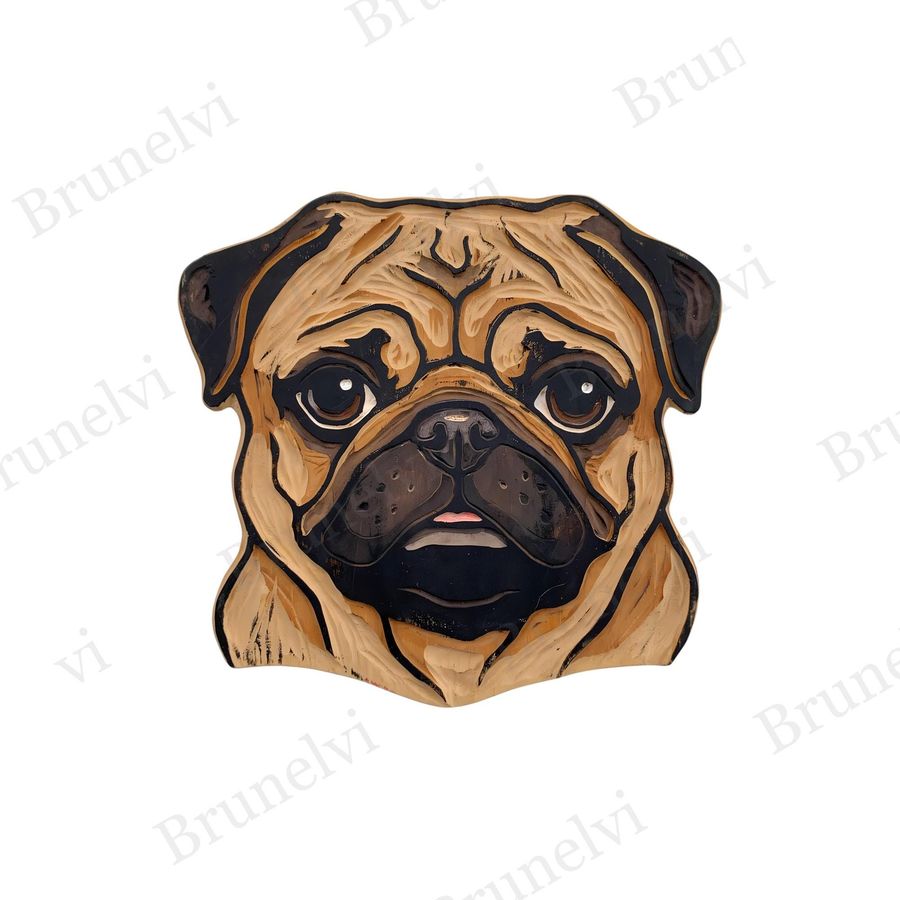 Pug Linocut Clipart — animal clipart clipart by Brunelvi