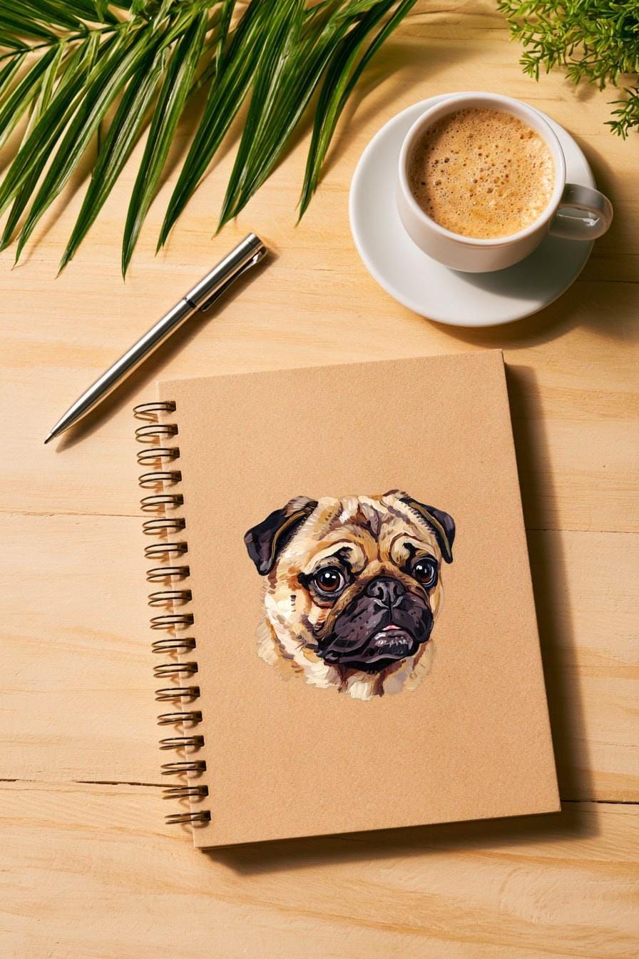 Pug Oil Painting Clipart — animal clipart clipart by Brunelvi — view 4