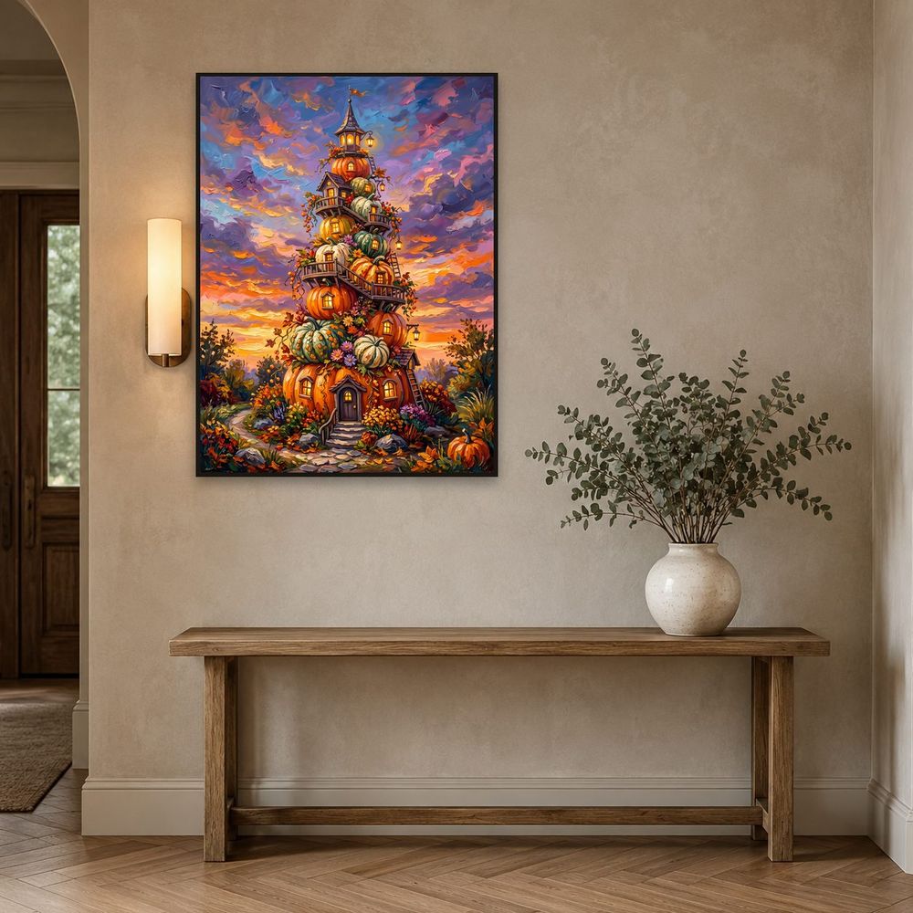 Pumpkin Cottage Tower — fantasy wall art print by Brunelvi — view 3