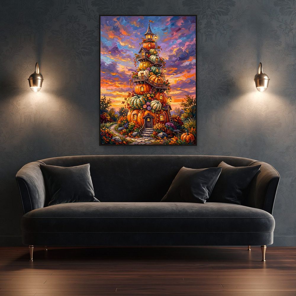 Pumpkin Cottage Tower — fantasy wall art print by Brunelvi — view 4