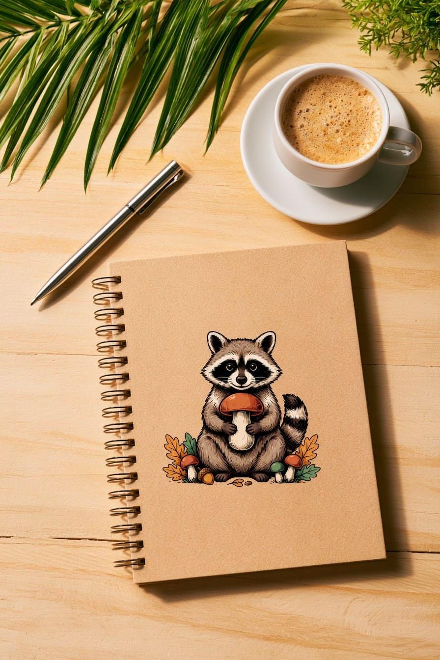 Raccoon Mushroom Clipart — animal clipart clipart by Brunelvi — view 4