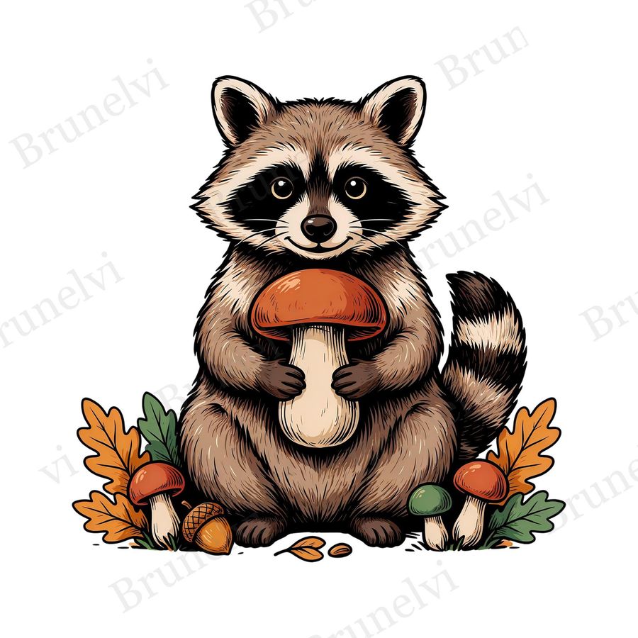 Raccoon Mushroom Clipart — animal clipart clipart by Brunelvi