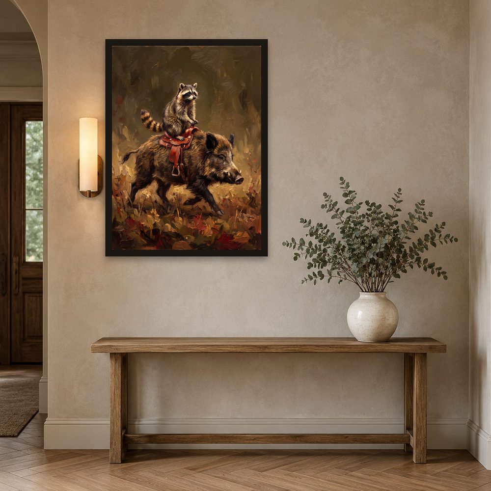 Raccoon Rider impasto oil painting wall art by Brunelvi — Ansicht 2