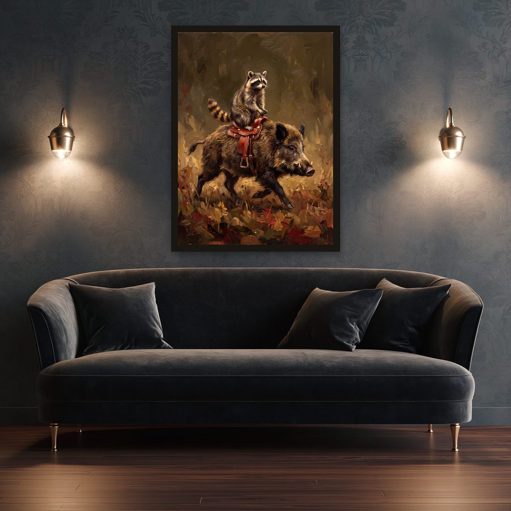 Raccoon Rider impasto oil painting wall art by Brunelvi — Ansicht 3