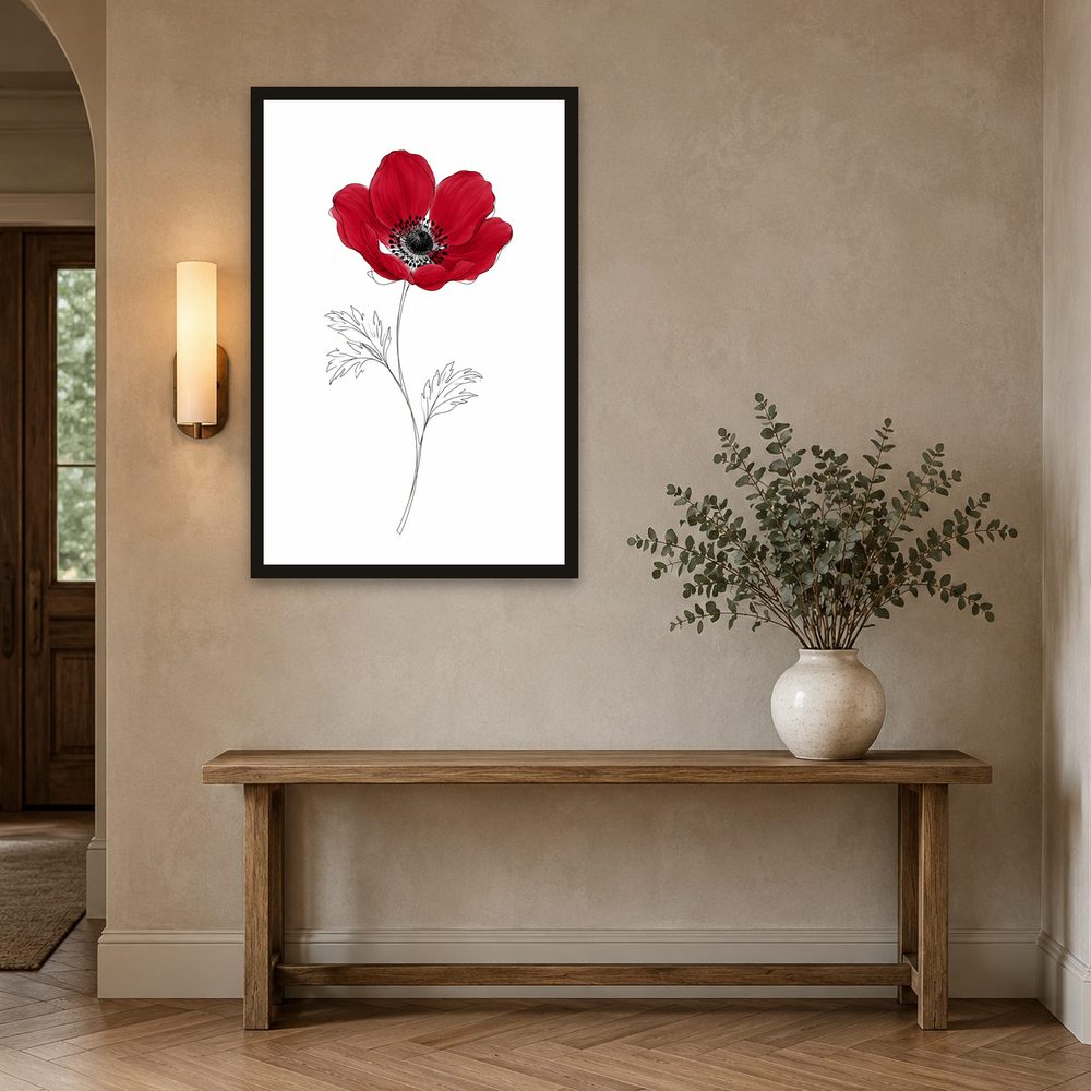 Red Anemone line art wall art by Brunelvi — Ansicht 2
