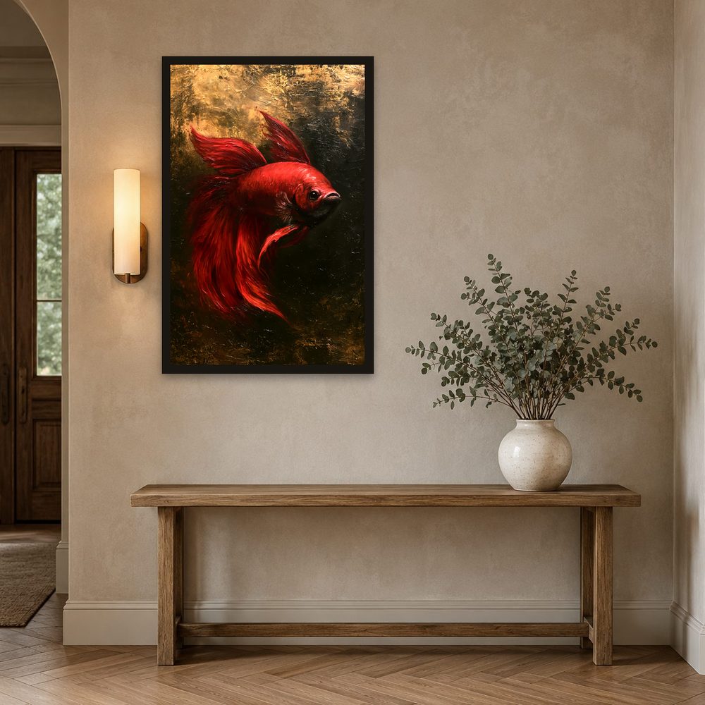 Red Betta Fish impasto oil painting wall art by Brunelvi — Ansicht 2
