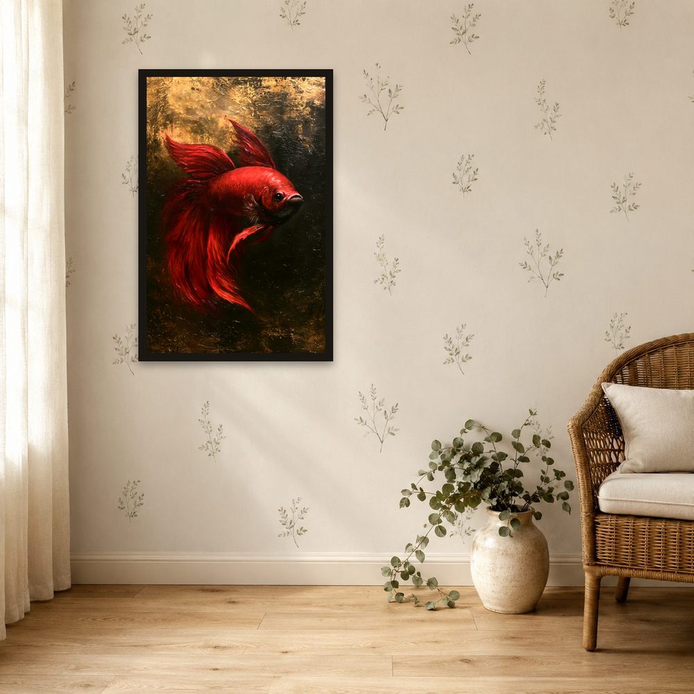Red Betta Fish impasto oil painting wall art by Brunelvi — Ansicht 4