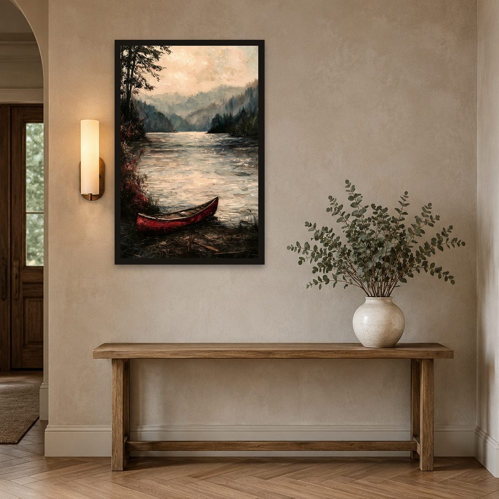 Red Canoe impasto oil painting wall art by Brunelvi — Ansicht 2