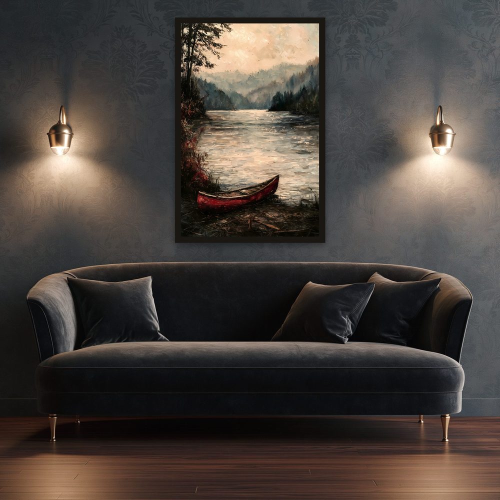 Red Canoe impasto oil painting wall art by Brunelvi — Ansicht 3