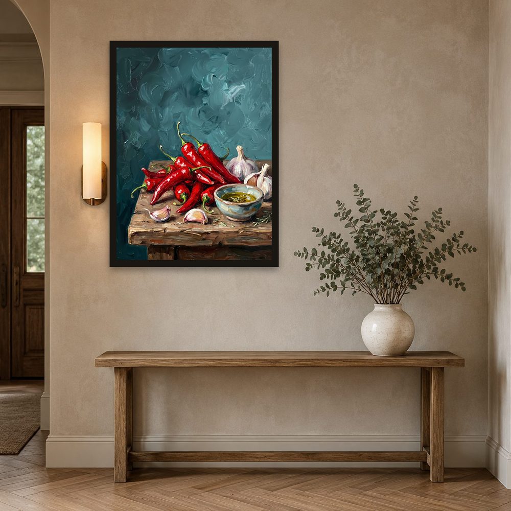 Red Chili Peppers impasto oil painting wall art by Brunelvi — Ansicht 2