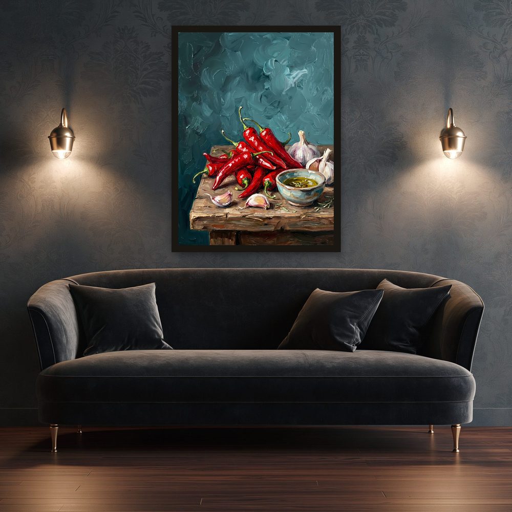 Red Chili Peppers impasto oil painting wall art by Brunelvi — Ansicht 3