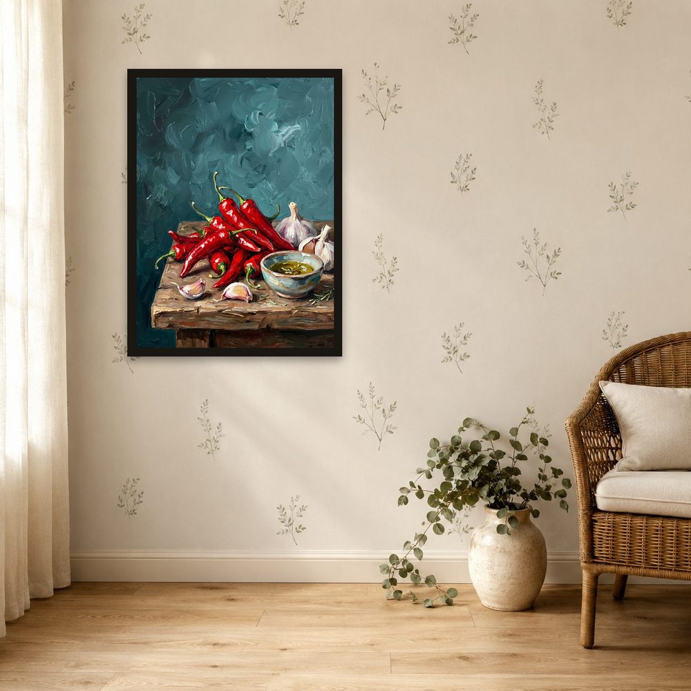Red Chili Peppers impasto oil painting wall art by Brunelvi — Ansicht 4