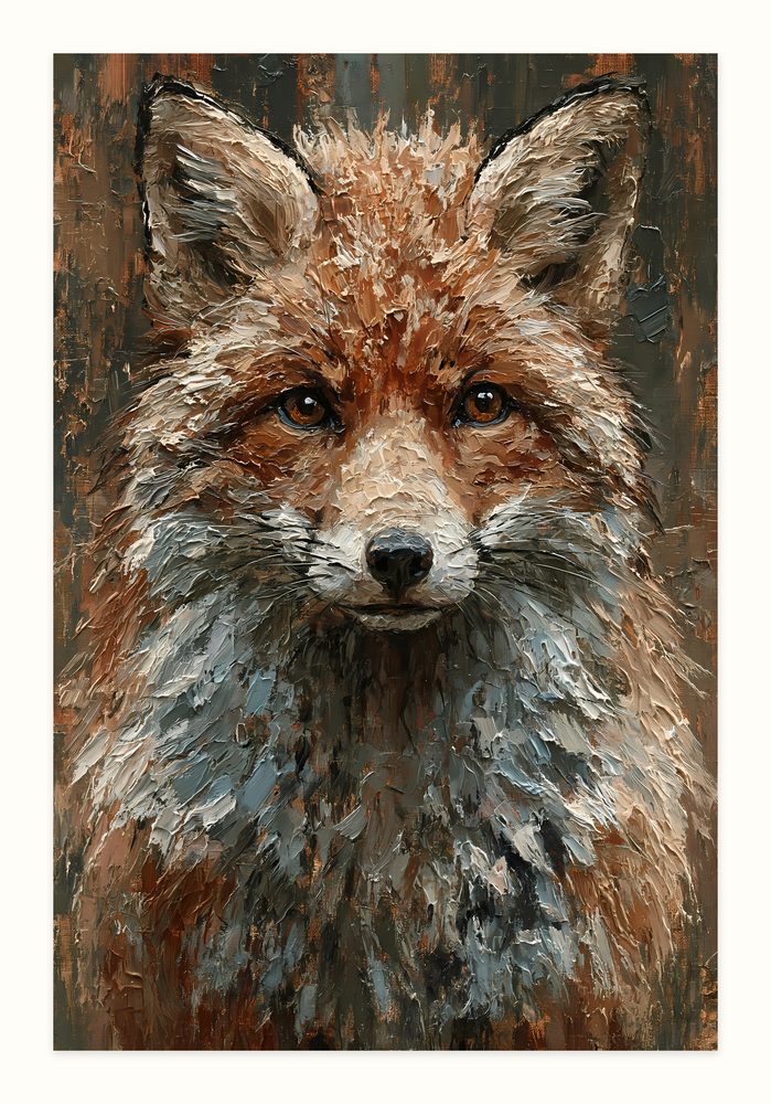 Red Fox II impasto oil painting wall art by Brunelvi