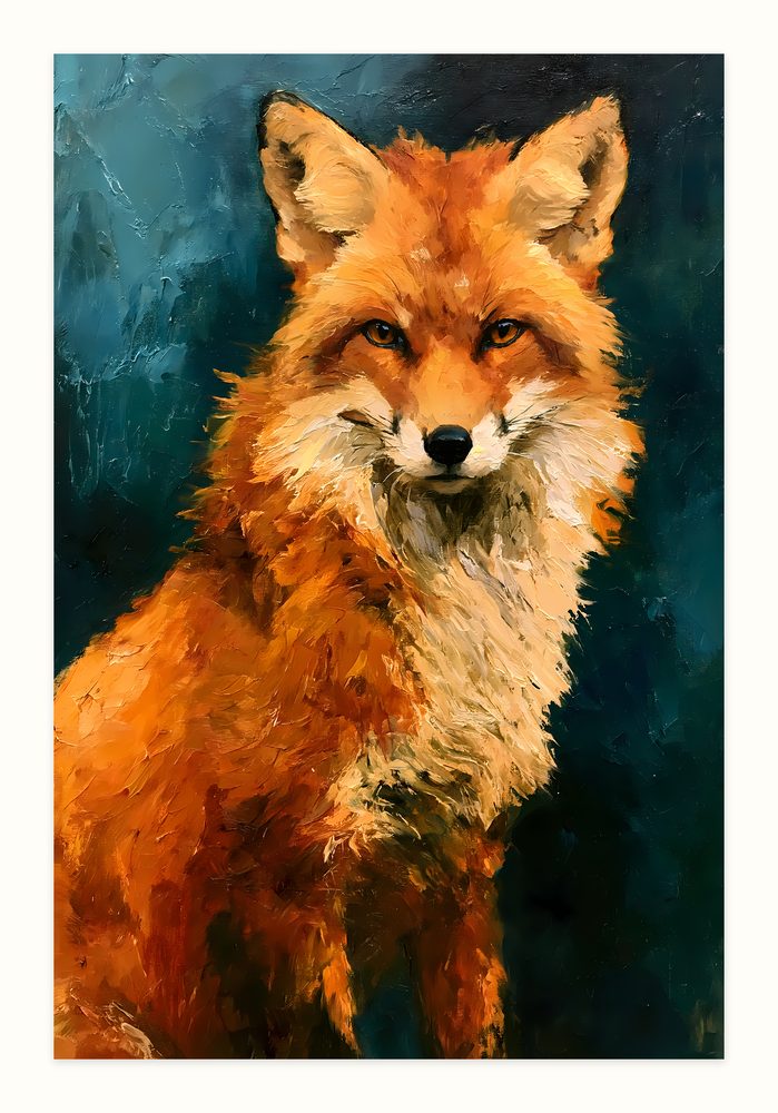 Red Fox impasto oil painting wall art by Brunelvi