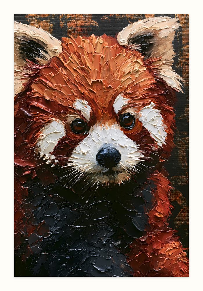 Red Panda impasto oil painting wall art by Brunelvi
