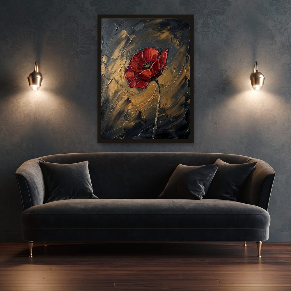 Red Poppy impasto oil painting wall art by Brunelvi — Ansicht 3