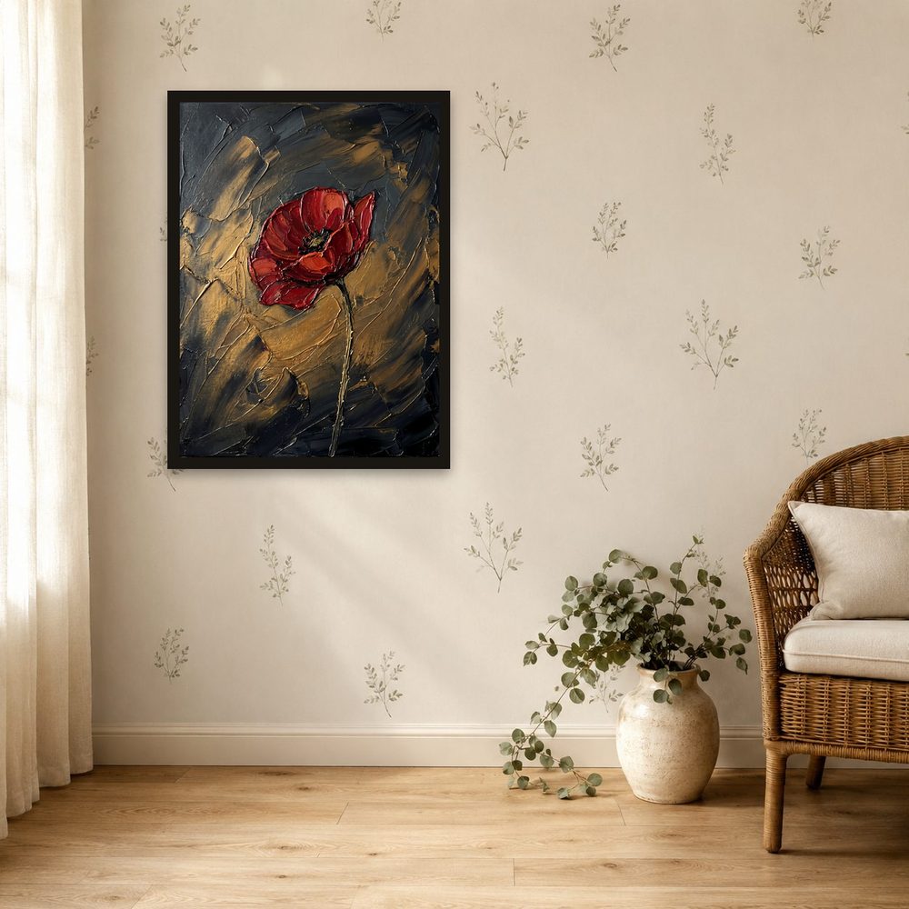 Red Poppy impasto oil painting wall art by Brunelvi — Ansicht 4