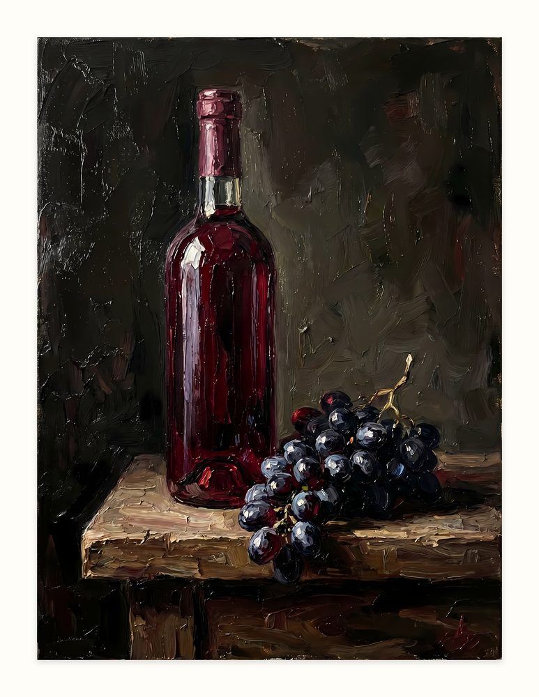 Red Wine impasto oil painting wall art by Brunelvi