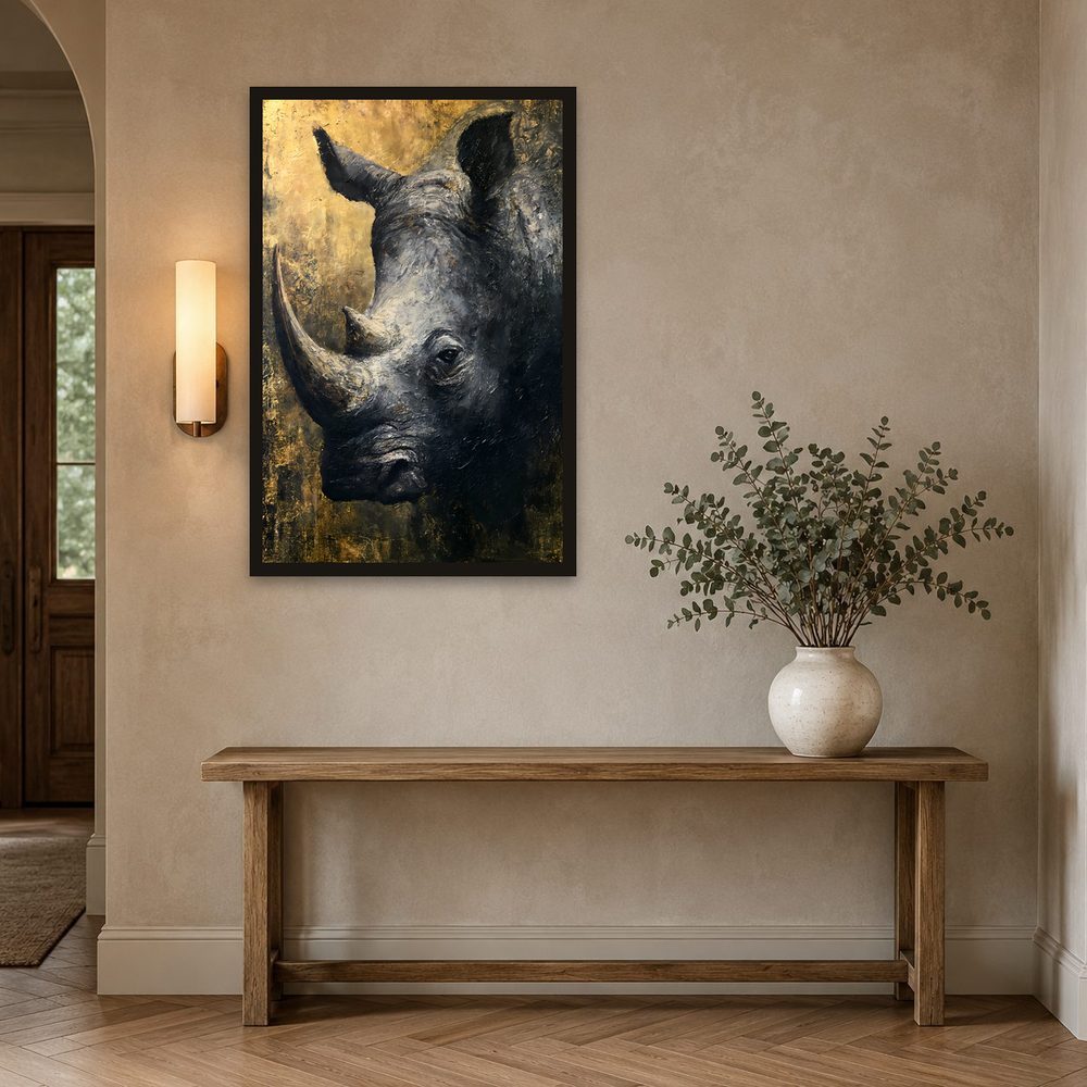 Rhino impasto oil painting wall art by Brunelvi — Ansicht 2
