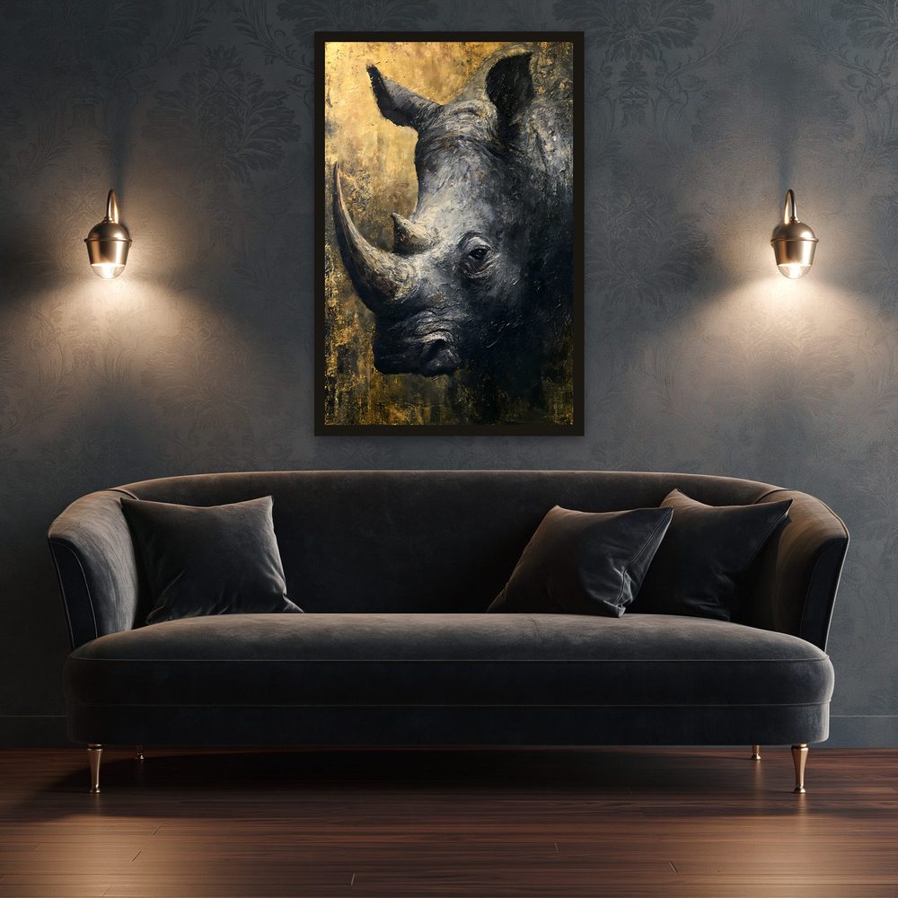 Rhino impasto oil painting wall art by Brunelvi — Ansicht 3