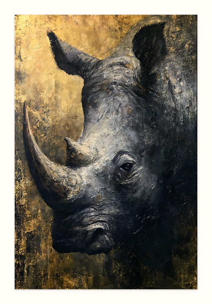 Rhino impasto oil painting wall art by Brunelvi