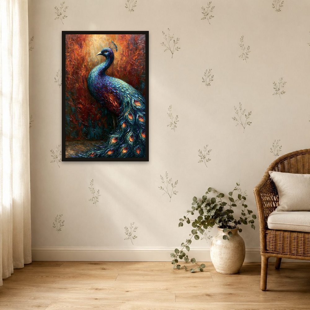 Royal Peacock impasto oil painting wall art by Brunelvi — Ansicht 4