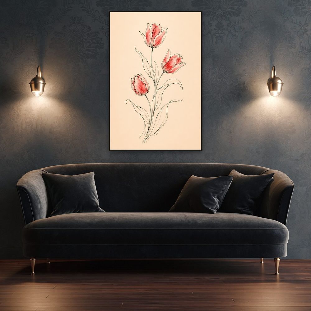 Ruby Tulips — florals wall art print by Brunelvi — view 4