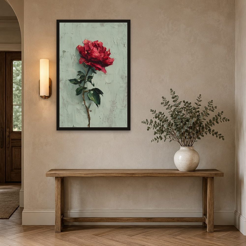 Scarlet Rose impasto oil painting wall art by Brunelvi — Ansicht 2