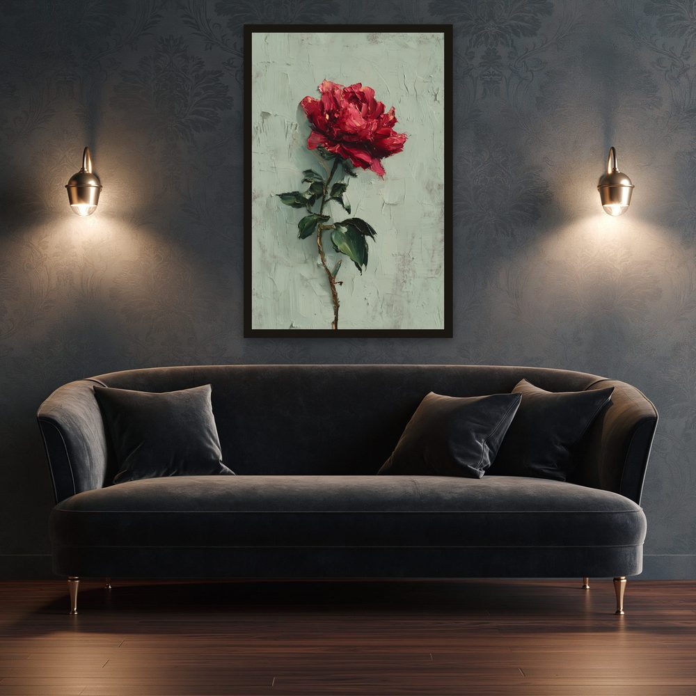 Scarlet Rose impasto oil painting wall art by Brunelvi — Ansicht 3