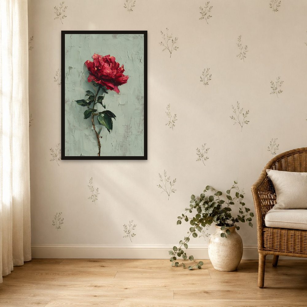 Scarlet Rose impasto oil painting wall art by Brunelvi — Ansicht 4